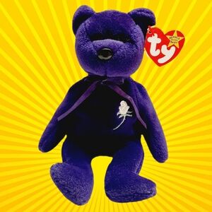 🍒 TY Beanie Babies Original 1997 PRINCESS DIANA Bear Purple Plush Soft Kids Toy